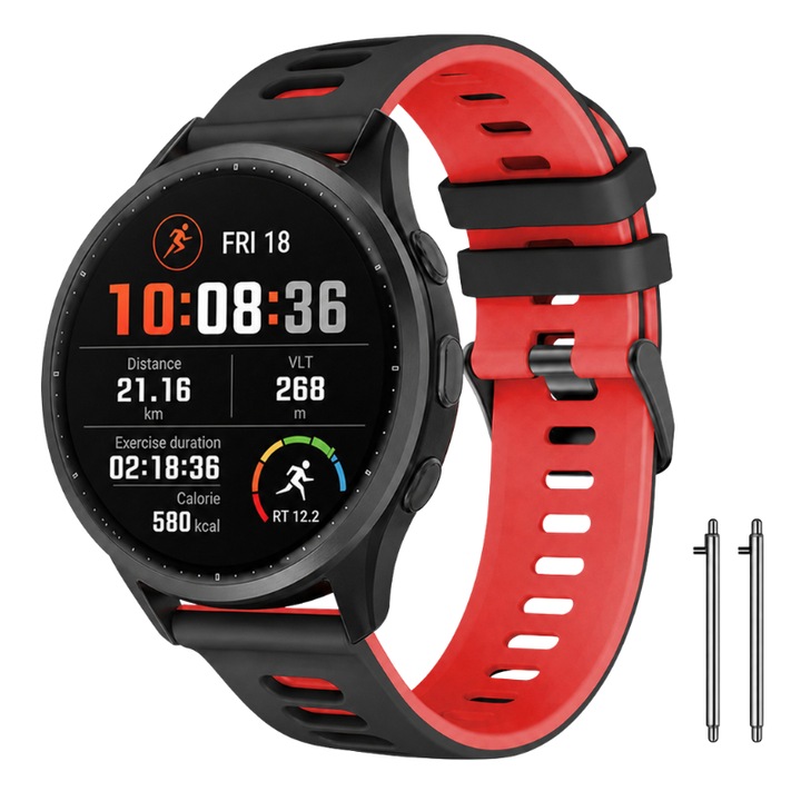 MARTECH, curea ceas/bratara din silicon sport, perforata, reglabila, compatibila cu Garmin Venu 3 45mm, multicolor, 22mm