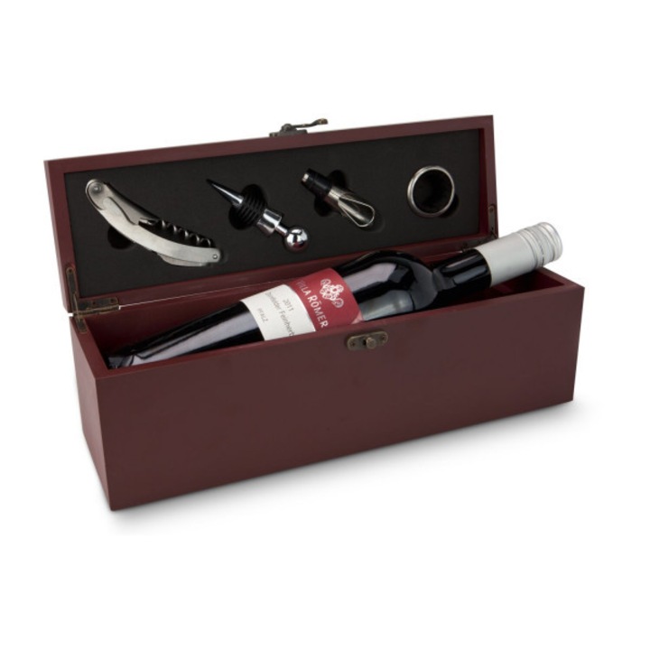 Vino Classic Rominox kiegészítők doboz, fa, 4 kiegészítő, ajándékcsomagolás, bor nélkül