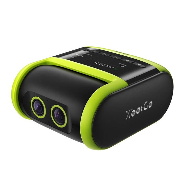 Camera de actiune multifunctionala XbotGo Falcon cu inteligenta artificiala, camera sport cu urmarire automata 4K pentru fotbal, baschet si fotbal american, inregistrator pentru sporturi de echipa cu doua obiective si streaming live (Margine verde)
