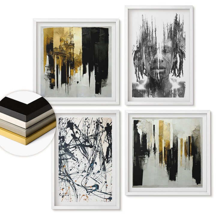 Комплект картини, Coloray, абстрактни портрети, жълт, 50x50 см + 40x60 см