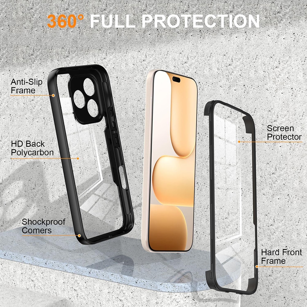 Husa 360° (fata + spate) pentru Honor 600 Lite, Accesorio ColorVerse, Black