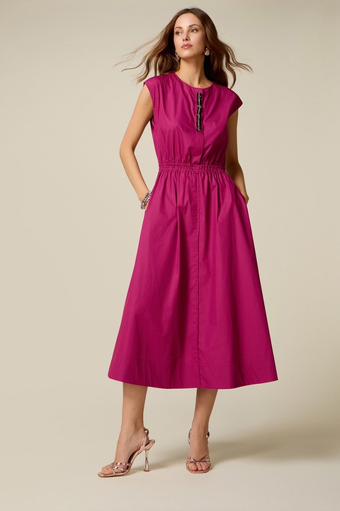 Oltre, Rochie midi din bumbac, Fucsia