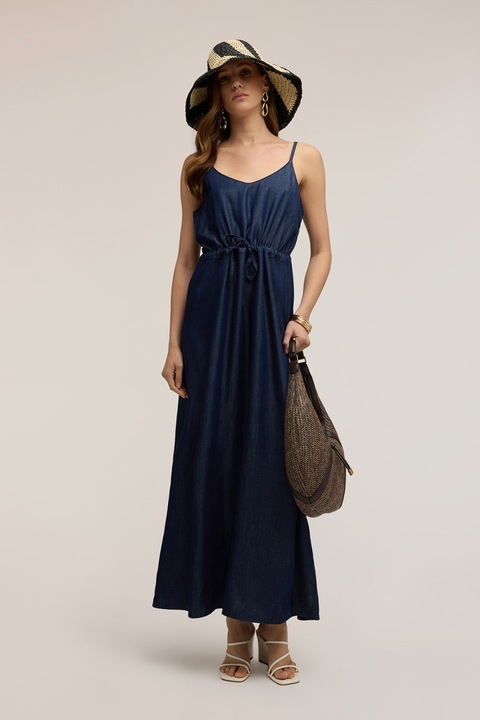 Motivi, Rochie maxi din chambray, Bleumarin