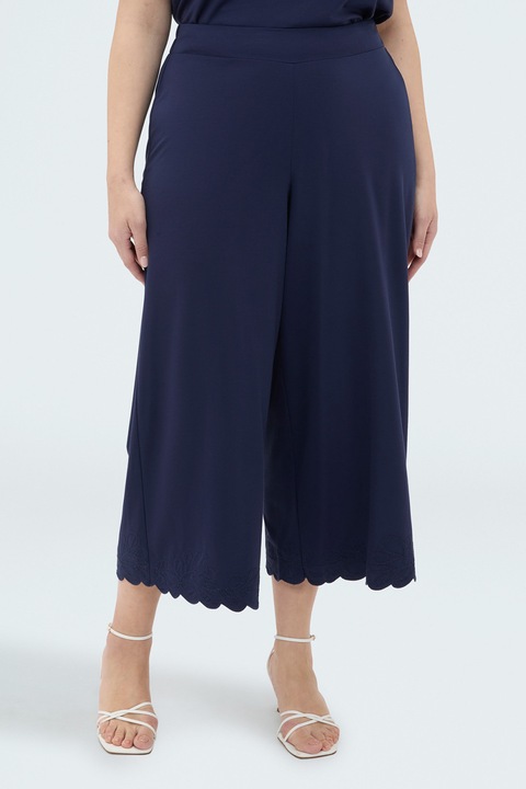 Fiorella Rubino, Pantaloni trei sferturi cu talie elastica, Bleumarin, S