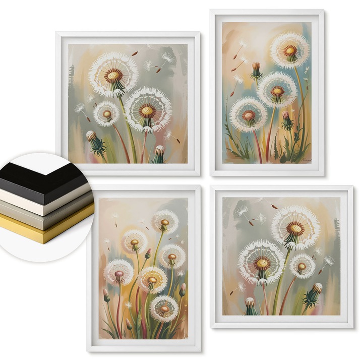 Комплект картини, Coloray, 50x50 см + 40x60 см, пастелни цветове, с рамка