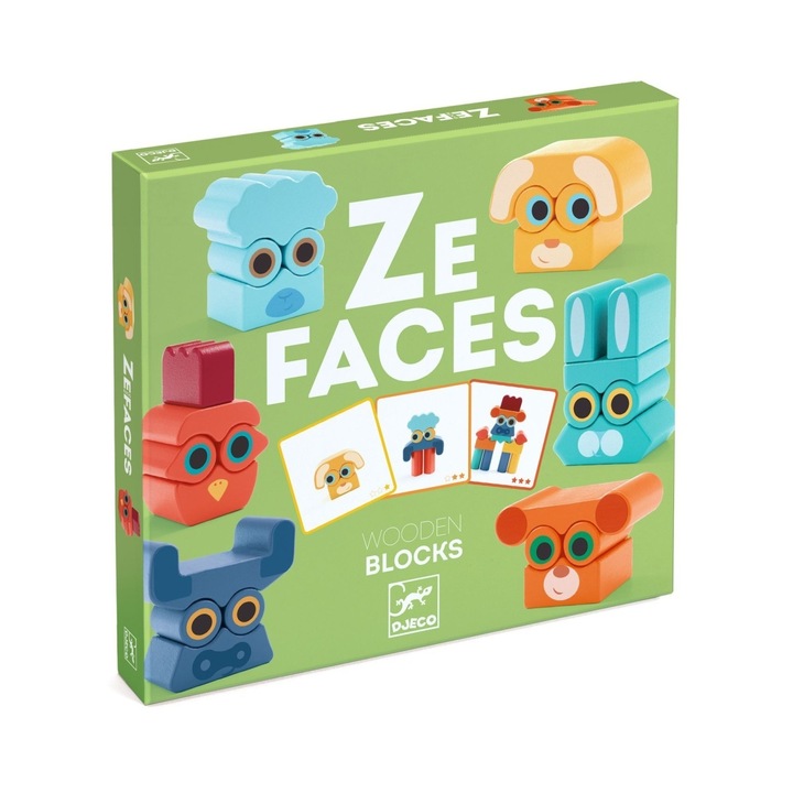 Joc educativ Ze faces, Djeco, +3 ani, lemn