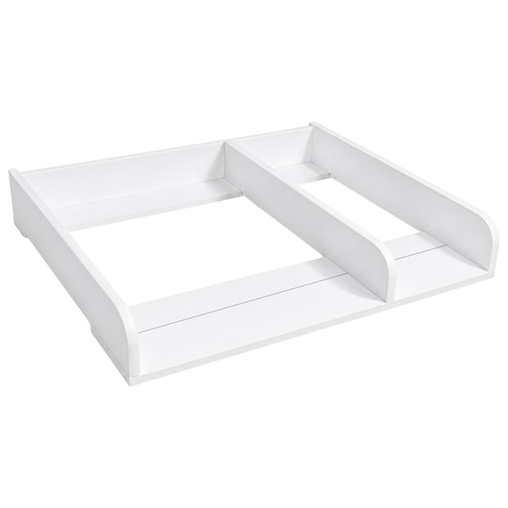 Suport pentru schimbat scutece pentru comoda ComfortCove cu separator lateral, reglabil extensibil 34–50 cm, Masa de infasat bebelusi, Margini inaltate, 80 x 70 cm, Alb