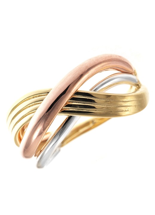 Inel/verigheta din aur 14K, cu design impletit tri-color, Model GO41611, Multicolor