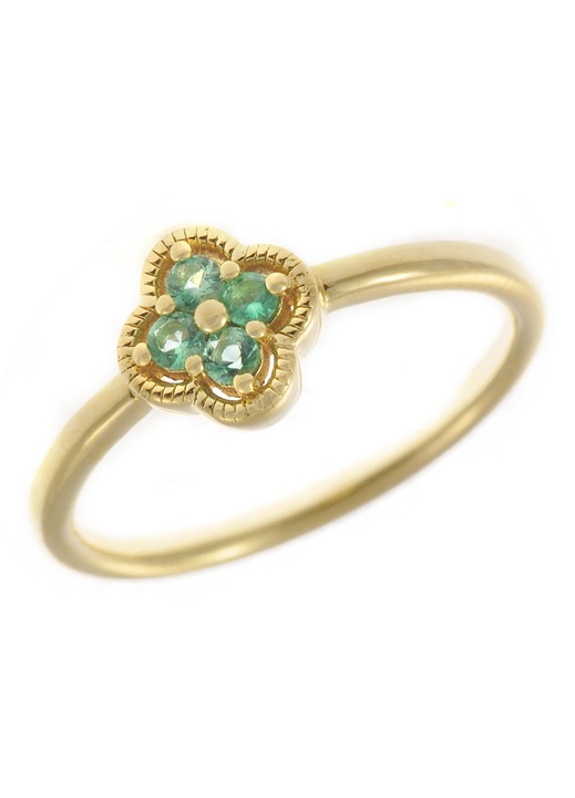 Pandantiv aur 18K cu smaralde, floral, galben, mic