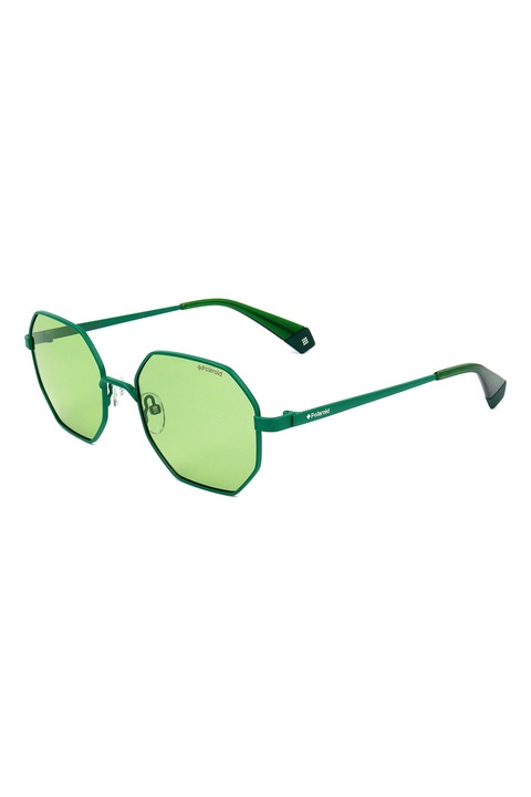Polaroid, Ochelari de soare hexagonali cu lentile polarizate si model unisex, 53-19-145, Verde