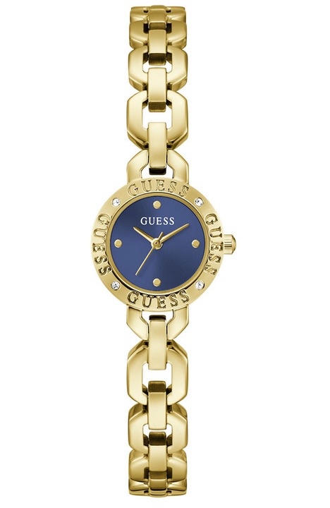 GUESS, Női karóra rozsdamentes acélból cirkónium kristályokkal és fém szíjjal Siren Crystals GW1019L2, Arany/Kék, Egy méret
