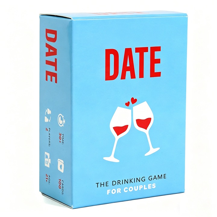 Játék pároknak—Dizzy Date, 100 kártya, kártyajáték pároknak, randevúkhoz, játékestekhez és partikhoz, 21+, 21 év+