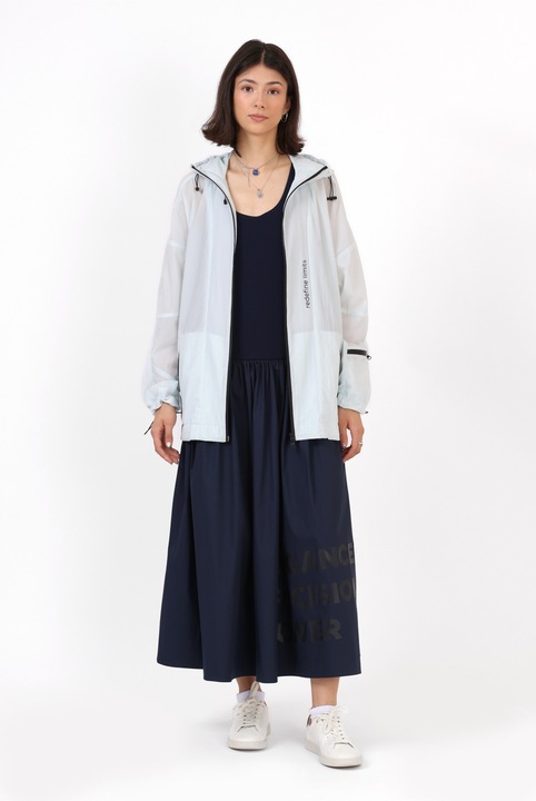 Colectie Perfect 10 by Nadia, Geaca parka unisex, subtire, cu fermoare Aqua guard si snururi de ajustare, Alb