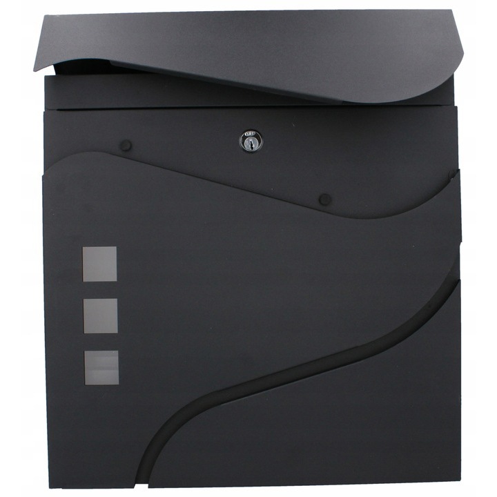 Cutie postala exterior gard perete otel zincat incuietoare, 37x11x37 cm, rezistenta, gri inchis Da