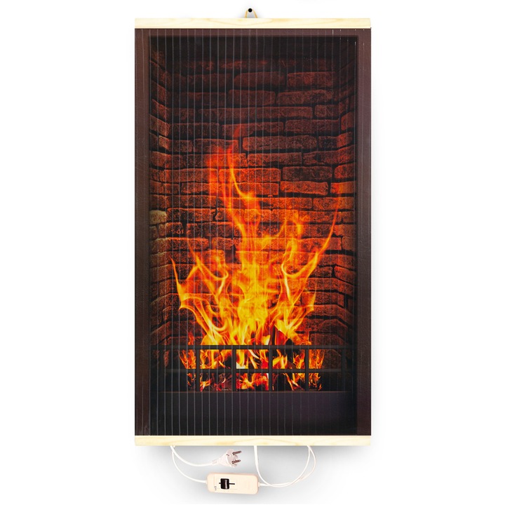 Infravörös fűtőtest - rugalmas fűtőpanel 430W TRIO design 1 kandalló, mérete 100x57cm szabályozóval