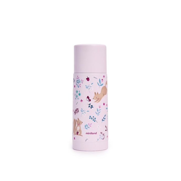 Termos Miniland Thermy, Roz cu Veverite, 350 ml