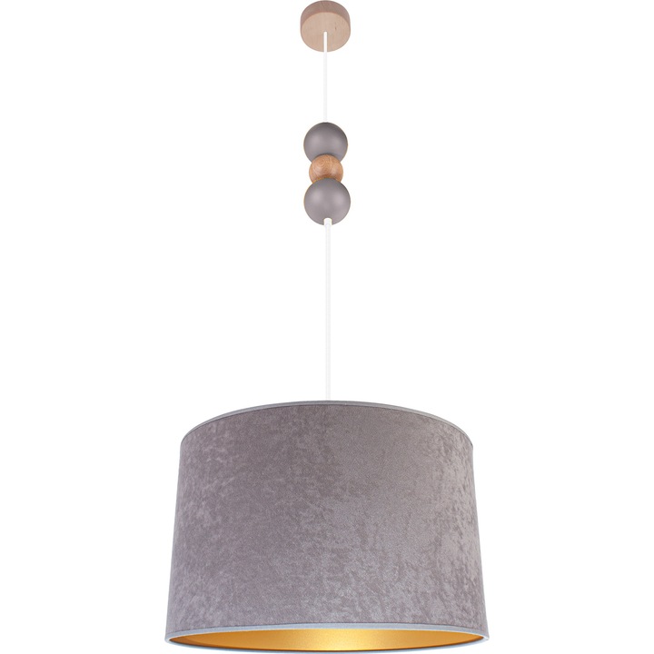 Пендел Hellux Bolla, сиво кадифе, естествено дърво, 40x12x150см