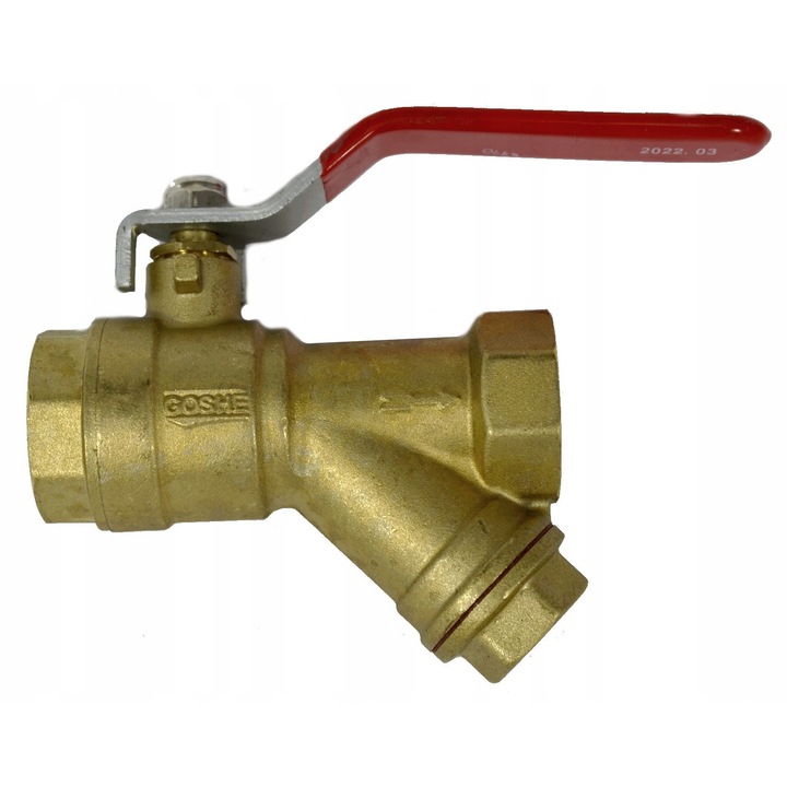 Robinet cu bila si filtru inclinat Goshe 1 inch metalic robust