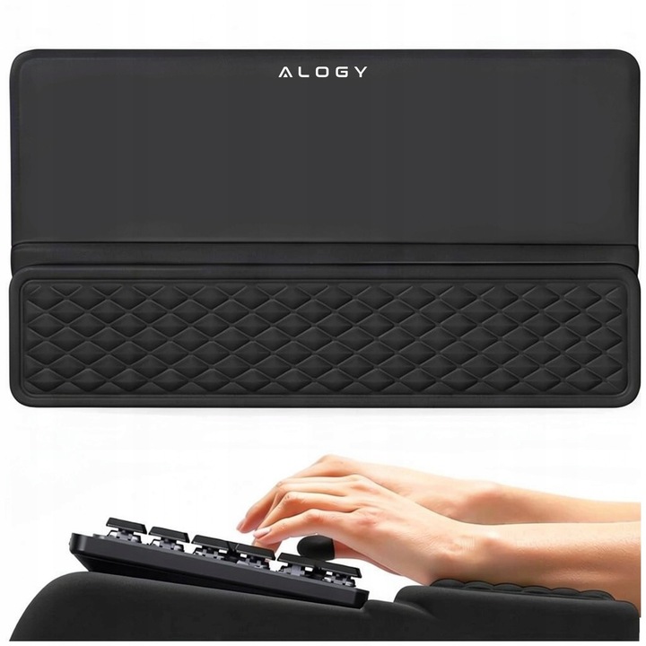 Alogy ErgoPad ergonomikus billentyűzettámasz, memóriahab, fekete, 43.5x24.5cm