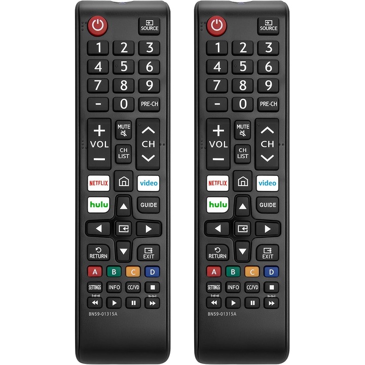 Set telecomenzi universale compatibile cu TV Samsung, inclusiv televizoare inteligente, LED, LCD, HDTV si televizoare 3D. Include 2 baterii AAA