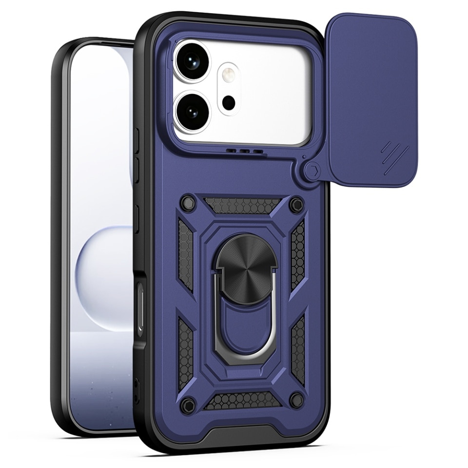 Husa pentru Honor 600 / 600 Pro, protectie camere, Inel magnetic, set cu sticker, CamShield, Albastru