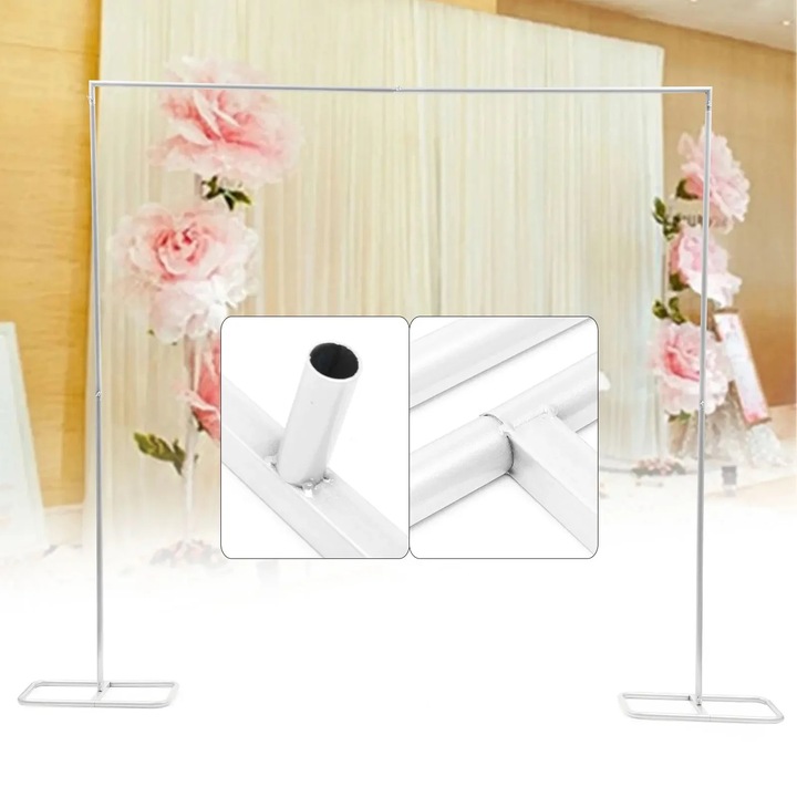 Arc de nunta, Suport arc, Fier, Diametru teava 22 mm, Baza 50×27 cm, Greutate 4, 2 kg, Marime M, Auriu