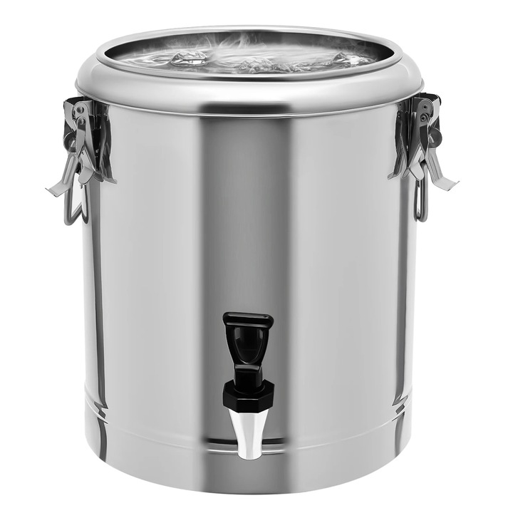Incalzitor de mancare, Recipient termoizolat pentru alimente, Otel inoxidabil, Mentine cald 8 ore, Rotund, De masa, Portabil, Usor de curatat, Argintiu