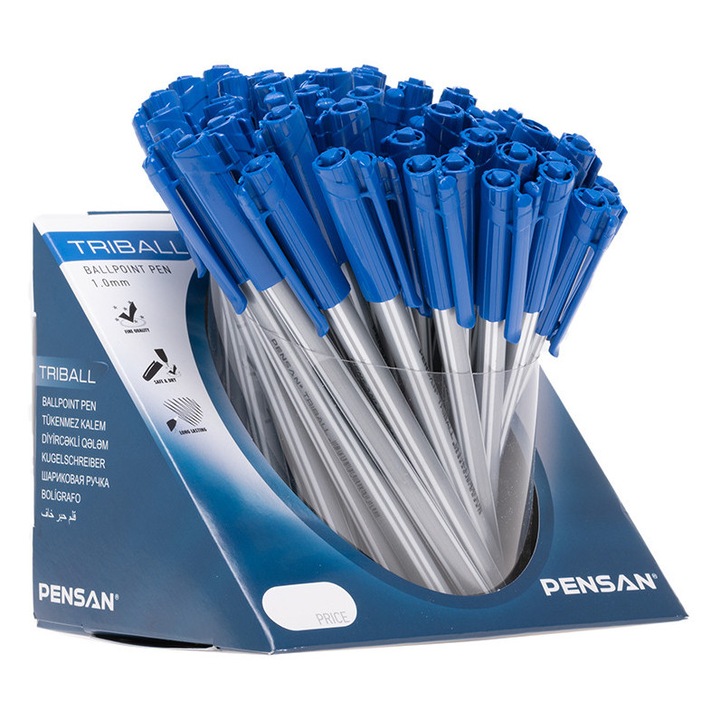 Pix Triball Albastru, cu bila, 1 mm - Set 60 buc PENSAN sku28