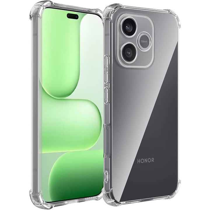 Husă de silicon compatibilă cu Honor 600 Lite 5G, cu colțuri întărite, transparentă, Anti Shock, 1,5mm