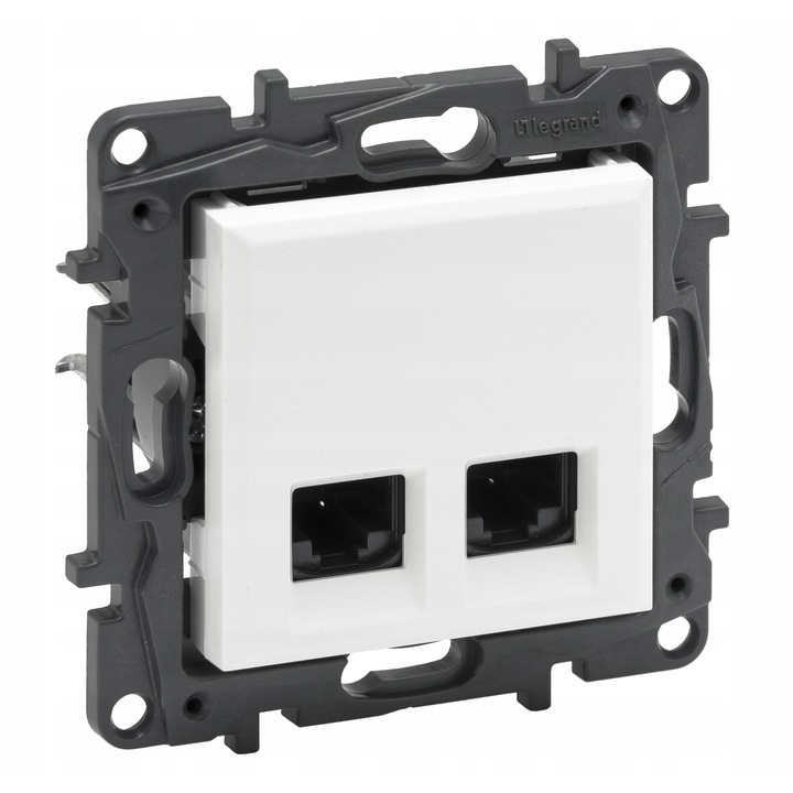Priza de retea Legrand Niloe Step 863160B, 2x RJ45, cat. 5e FTP, montaj pe rama, alb