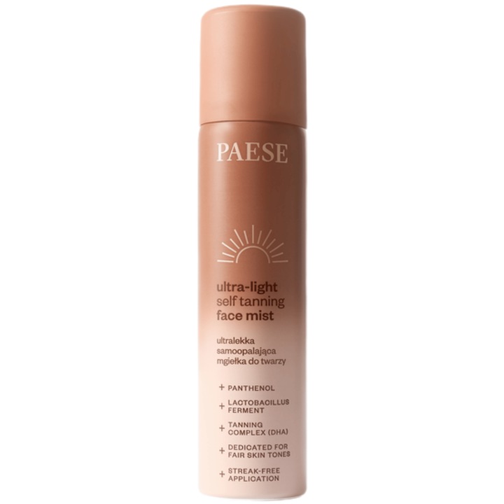 Paese ultrakönnyű önbarnító arcspray 75ml, hidratáló, egyenletes bőrszín, természetes