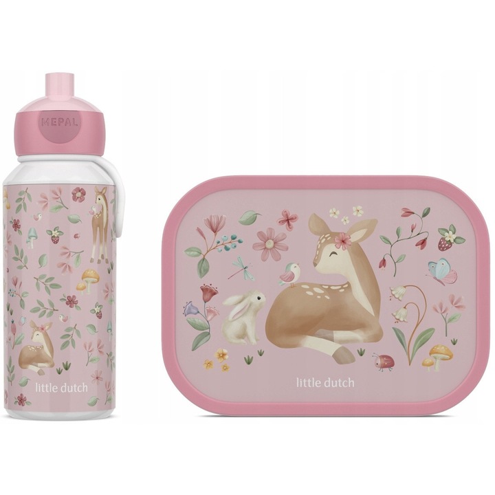 Mepal Fairy Garden gyermek szett, uzsonnás doboz 750ml, kulacs 400ml, többszínű