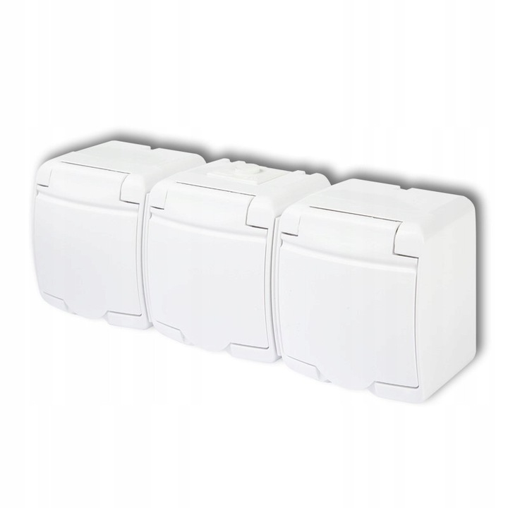 Троен контакт Karlik Junior водоустойчив IP54 бял 16A 250V