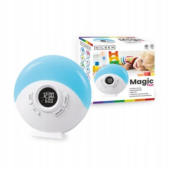 Nilsen Magic Fun éjjeli lámpa, RGB LED, FM rádió, 13.5x30cm, fehér