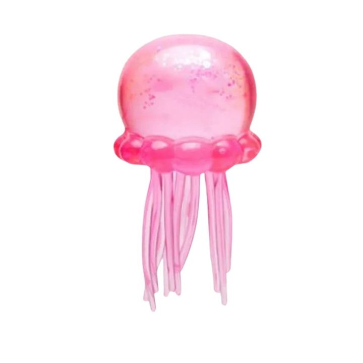 Jucarie Squishy Jelly, Flippy, Модел Прозрачна Медуза, Сензорна Антистрес Играчка за Деца и Възрастни, Свиваема с Бавно Възстановяване, за Релакс и Концентрация, 8 x 4.5 cm, Розов