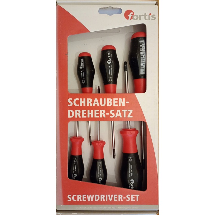6 darabos Torx Fortis csavarhúzó készlet TX8-TX25, csúszásmentes, fekete