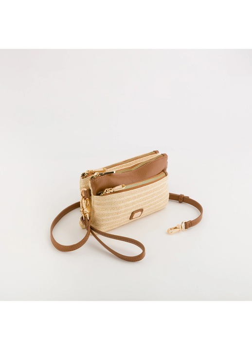 Geanta dama tip sac Carpisa Grazia, efect paie, natur/bej