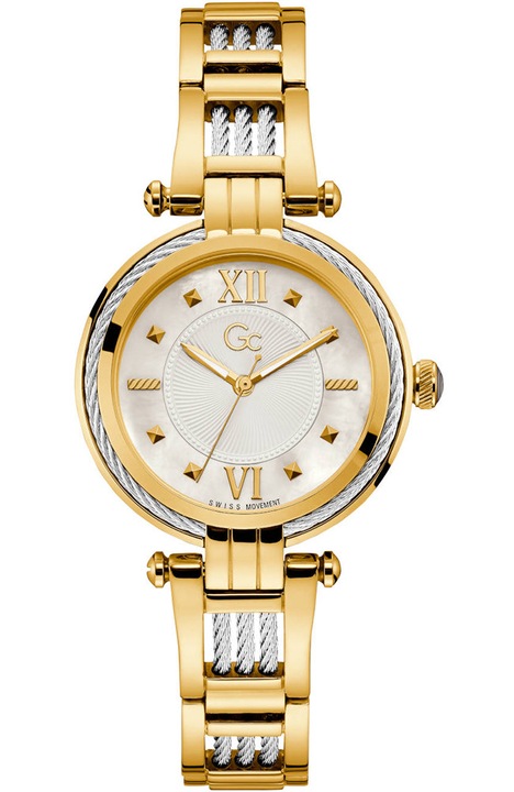 Ceas dama Guess Collection Cablebijou bicolor otel inoxidabil alb auriu