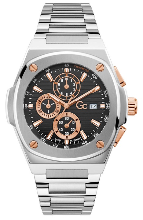 Férfi karóra Guess Collection Coussin kronográf fekete ezüst 42x12mm