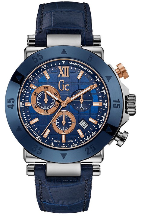 Férfi karóra Guess Collection X90013G7S kronográf kék bőr