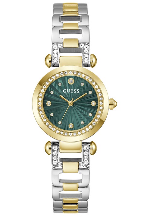 Női karóra Guess Ginger, kétszínű rozsdamentes acél szíj, zöld, 38mm