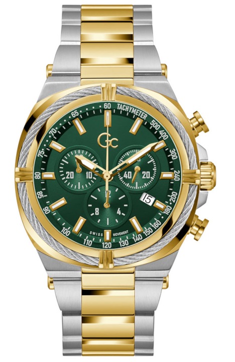 Férfi karóra Guess Collection Ironglass kronográf rozsdamentes acél zöld 42mm