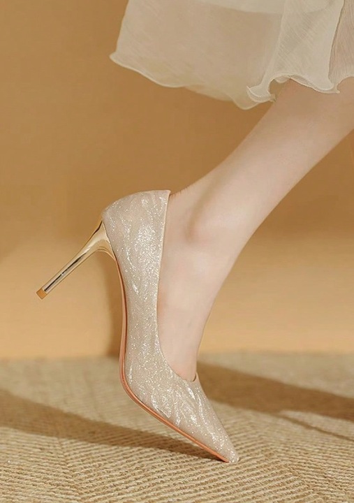 Pantofi dama, stiletto, elegant, auriu/argintiu, varf ascutit