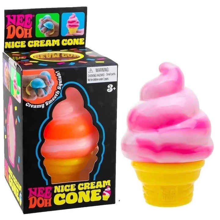 Stresszoldó játék NeeDoh Teenie Needoh Schylling, Mini Squishy, Szenzoros Fidget Toy, Neon rózsaszín