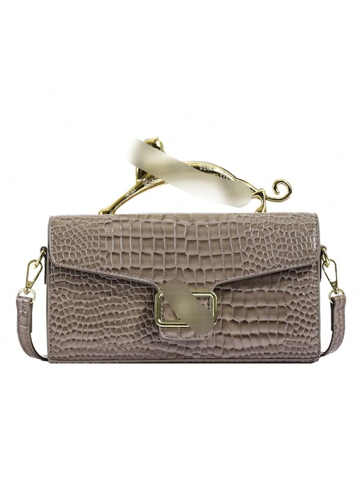 Sötétszürke kagyló alakú női crossbody válltáska