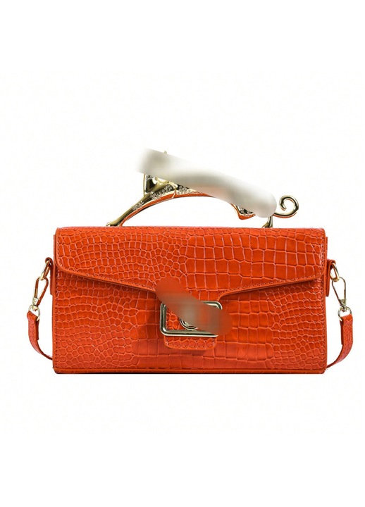 Női válltáska, crossbody, piros, kagyló forma