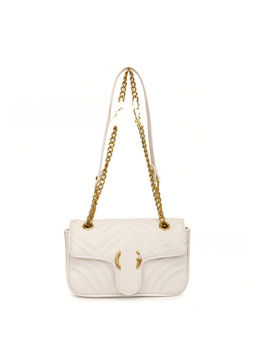 Geanta dama crossbody cu lant alb