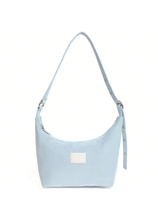 Női táska puha kék félhold alakú crossbody