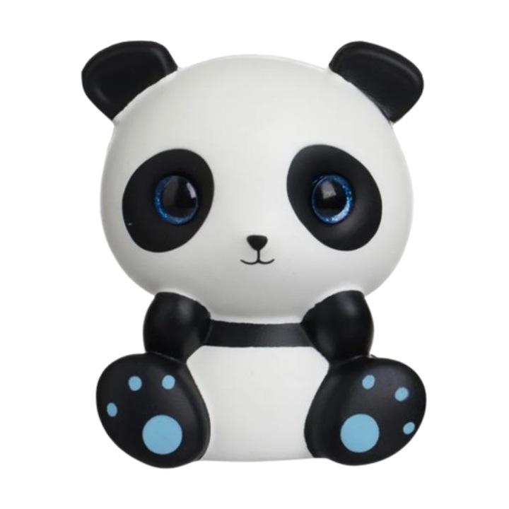Jucarie Squishy VICTINY® Panda Alb Negru cu Ochi Mari 10x8x14cm
