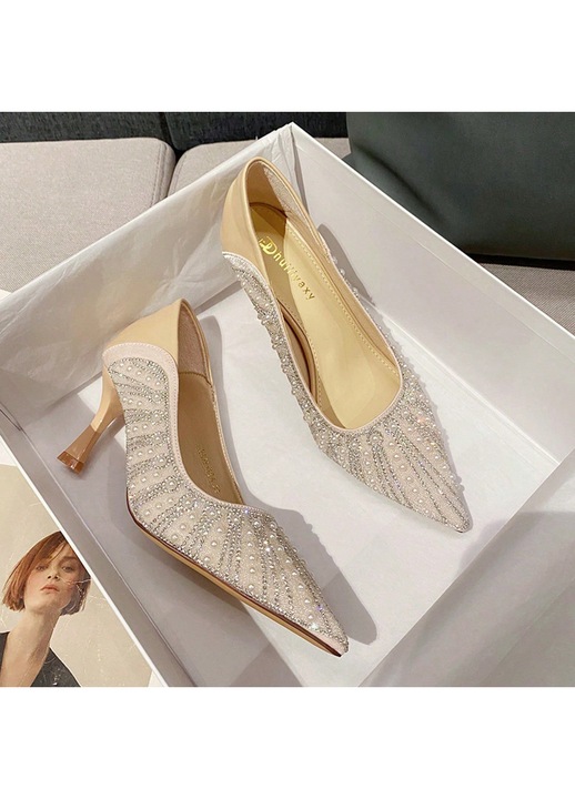 Pantofi de dama, toc stiletto, elegant, roz